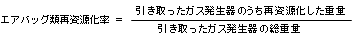 エアバッグ類再資源比率の計算式