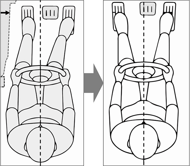 自然な姿勢で踏めるペダルレイアウト